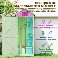 Outsunny Armario de Jardín de Madera Armario de Almacenamiento Cobertizo de Jardín con Estantes 77x54,2x179 cm Verde(m-4)