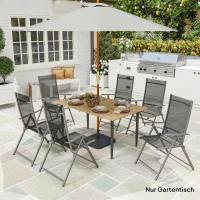 Outsunny Masă de grădină 150x90 cm, rezistentă la intemperii, masă de balcon din oțel cu orificiu pentru umbrelă, maro(m-2)