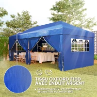 Outsunny Outdoor garden gazebo foldable 3 x 6 m with 6 side walls, carry bag included, blue(m-5)