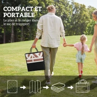 Outsunny Reversible Outdoor Mat 1.8 x 2.7 m, PP floor mat with geometric wall pattern, carry bag, red and white(m-4)