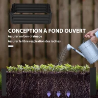 Outsunny Set of 2 garden raised beds dim. 100L x 50l x 30H cm - black corrugated steel sheet(m-5)