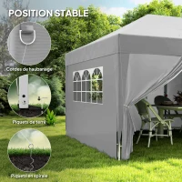 Outsunny Outdoor garden foldable gazebo 3 x 6 m with 6 side walls, carry bag included, gray(m-6)