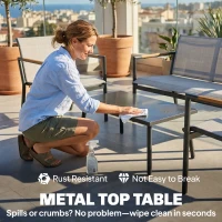 Outsunny Tuinmeubelset Zitgroep voor 4 Personen Ademend Tuinlounge met 2-zitsbank 2 Fauteuils Metalen Tafel Voetbeschermers(m-7)