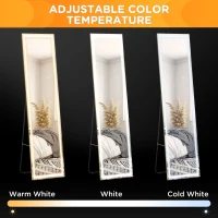 HOMCOM 2 w 1 Lusterko z oświetleniem LED, wolnostojące, ścienny, regulowalne, 40 cm x 37 cm x 156,5 cm, Srebrny(m-5)