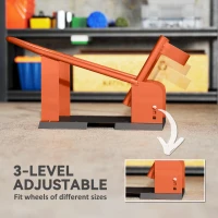 HOMCOM Motorcycle Wheel Chock, 816.5 kg Capacity Heavy Duty Steel Motorcycle Front Wheel Chock Holder with 3 Height Adjustable Holes, Fits 381-533.4 mm Wheels, Orange(m-5)