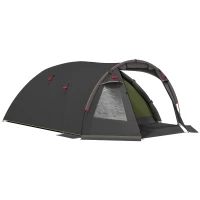 Outsunny Family camping tent for 2-4 people, 3000 mm waterproof tunnel tent 3 doors, 3.6 x 2.5 x 1.3 m, black(m-11)