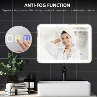 HOMCOM 500 x 700 mm Bluetooth Bathroom Mirror with LED Lights, Illuminated Backlit Wall Mounted Vanity Mirror with 3 Colours Dimmable, Anti-Fog, Memory & Touch Switch, IP44(m-7)