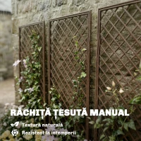 Outsunny Grilaj de Grădină, Pergolă cu Răchită de 8mm, Partea Superioară Plată, Finisaj Natural(m-6)