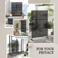 Outsunny 6.5FT Decorative Outdoor Divider, Metal Privacy Screen with Stand, Triangle Style, Black(m-6)