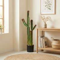 HOMCOM 111 cm Indoor Artificial Plant, Potted Artificial Cactus for Home, Office, Living Room, Bedroom, Green(m-8)