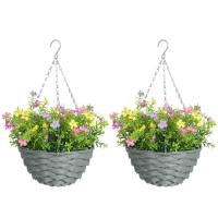 HOMCOM Set of 2 Artificial Hanging Cosmos Flowers - Multi-Colored