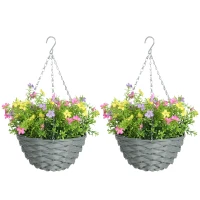 HOMCOM Set of 2 Artificial Hanging Cosmos Flowers - Multi-Colored(m-1)