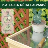 Outsunny Garden cabinet garden storage cabinet galvanized metal top solid wood 80 x 45 x 92 cm natural wood(m-5)