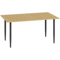 Outsunny Tavolo da Giardino Resistente alle Intemperie con Foro per Ombrellone, in Acciaio, 150x90x73 cm, Marrone(m-1)