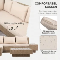 Outsunny poly-rotan tuinmeubelen 4-delige loungeset zitgroep set met aflegvlakken(m-5)