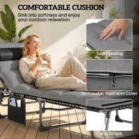 Outsunny Leżak Ogrodowy Składany przenośny z 5-stopniową regulacją oparcia, poduszką, zagłówkiem(m-5)