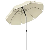 Outsunny Parasol plażowy Ø150 cm wodoodporny składany parasol z regulacją kąta nachylenia, torba do przenoszenia, kotwa do piasku, beżowy(m-1)