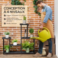 Outsunny 4-Tier Plant Stand for Indoor and Outdoor Metal Plant Shelf for Garden, Patio, Balcony, Black(m-5)