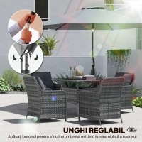 Outsunny Umbrelă de Grădină 3x3 m Înclinabilă cu Sistem de Deschidere cu Manivelă, din Metal și Poliester, Gri(m-7)