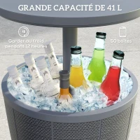 Outsunny 3-in-1 Cooler Table, Cocktail Table with Ice Bucket, Telescopic Top for Garden, Ø 49 x 58-84 cm, gray(m-6)