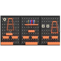 HOMCOM Organizador de Herramientas de Pared de 33 Piezas 120x60 cm con Ganchos Contenedores y Estantes  Negro y Naranja(m-7)