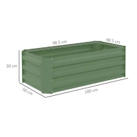 Outsunny Set of 2 Raised Garden Beds, dim. 100L x 50l x 30H cm - Corrugated Steel, Green(m-3)