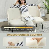 HOMCOM 2-zitsbank, moderne gestoffeerde bank met metalen en houten frame, fluweelachtige stof, Beige(m-4)