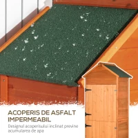 Outsunny Căsuță din Lemn pentru Grădină, Dulap Exterior pentru Unelte cu 2 Uși și 3 Rafturi, 84x52x188cm(m-5)