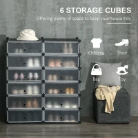 Szafka na buty 12 par, modułowa, czarna, oszczędność miejsca(m-4)