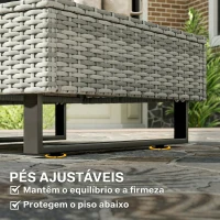 Outsunny Conjunto de Jardim em Vime PE de 3 Peças com Encosto Ajustável Sofá de 3 Lugares Sofá de 2 Lugares e Mesa Cinzento(m-9)