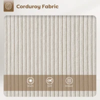 HOMCOM Zestaw 2 Hokerów ze Sztruksowym Wykończeniem i Stalowymi Nóżkami, Krzesła Tapicerowane do Kuchennej Wyspy, Jadalni, Kremowe(m-5)