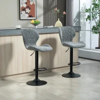 HOMCOM Hoker barowy 2 szt., tapicerowany, z oparciem, ciemnoszary(m-2)