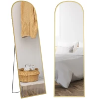 HOMCOM 162cm Aluminium Frame Standing Mirror - Gold(m-10)