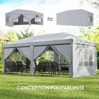 Outsunny Pop-up folding gazebo 6 x 3 x 2.7 m 4 removable sidewalls 4 windows carry bag light gray(m-4)