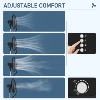 HOMCOM Wentylator z nawilżaczem 2 w 1, 3 prędkości, funkcja timera, zbiornik 3 L, 44,5 x 38,5 x 120cm, Czarny(m-5)