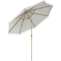 Outsunny Tilting Garden Parasol with Crank and Fringe, Bohemian Style, 8 Ribs, Ø 265 x 244 cm, White