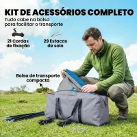 Outsunny Tenda de Campismo Familiar Tipo Túnel para 4 Pessoas com 2 Quartos Porta 4 Janelas Impermeável Montagem Fácil Azul(m-9)