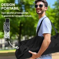 Outsunny Set de 2 Scaune de Camping Pliabile cu Suport pentru Picioare Detașabil, 82x100x88 cm, Negru(m-6)