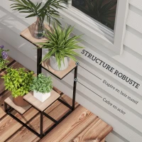Outsunny Plant shelf Flower rack Metal and wood 4 levels with different heights Industrial style 40 x 40 x 75.5 cm(m-5)