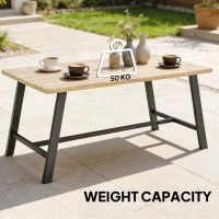 Outsunny Stolik zewnętrzny, prostokątny metalowy stolik pomocniczy z blatem imitującym drewno, 100 x 55 cm, brązowy(m-7)