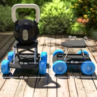 Outsunny Garden Storage Cart, with Top Seat - Blue(m-3)