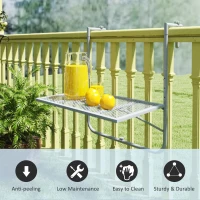 Outsunny Balcony Hanging Table, Metal Wall Mount Desk, Adjustable Folding Balcony Deck Table for Patio and Garden, Grey(m-7)