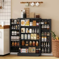HOMCOM Kitchen Cupboard, Freestanding Multi-Storage Kitchen Pantry Cabinet with Adjustable Shelves, Black(m-2)