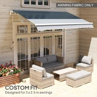 Outsunny Awning Replacement Canopy, Water Resistant UPF 50+ Sun Shade Cover for 3 x 2.5 m Garden Awning (Fabric Only), Grey(m-4)