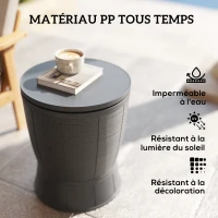 Outsunny 3-in-1 Cooler Table, Cocktail Table with Ice Bucket, Telescopic Top for Garden, Ø 49 x 58-84 cm, gray(m-7)