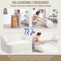 HOMCOM Modern 2 Seater Sofa, 142cm Loveseat with Curved Design, Upholstered Sherpa Fleece Small Sofa for Living Room, Bedroom, Home Office, No Assembly Required, Cream White(m-4)