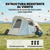Outsunny Tienda Campaña Inflable 2-3 Personas con Bomba Dormitorio y Zona de Estar Impermeable 3000 mm Montaje Rápido Azul Claro(m-8)
