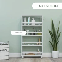 HOMCOM 4 Tier Utility Rolling Cart, Storage Trolley with Wheels and Handle, Narrow Shelf Organizer for Living Room, Laundry, Garage and Bathroom, Black(m-4)