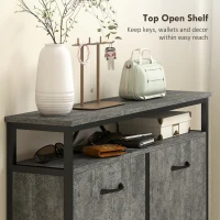 HOMCOM Shoe Storage Cabinet with 4 Flip Drawers and Open Shelf - Cement Grey(m-5)