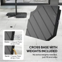 Outsunny Parasol ogrodowy Ø300 cm z mechanizmem blokującym, korbą, podstawą i wagami, kremowy(m-4)